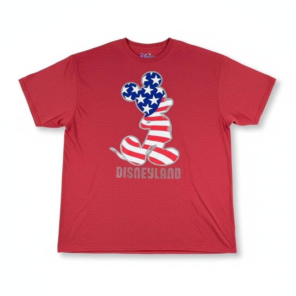 Disney Mickey Mouse Disneyland American Flag Red Graphic‎ Shirt Men's Size 2XL